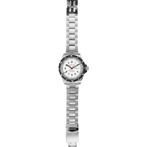Tr&egrave;s grande montre automatique &eacute;dition arctique avec jour/date avec bracelet en acier inoxydable, Num&eacute;rique, &agrave; piles, 46 mm, Argent Les Fournitures Industrielles Méga
