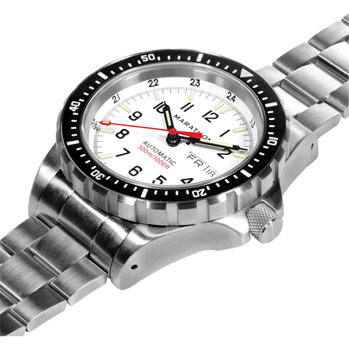 Tr&egrave;s grande montre automatique &eacute;dition arctique avec jour/date avec bracelet en acier inoxydable, Num&eacute;rique, &agrave; piles, 46 mm, Argent Les Fournitures Industrielles Méga