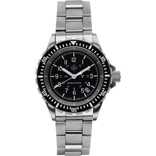 Grey Maple Large Diver's Automatic Watch with Stainless Steel Bracelet, Digital, Battery Operated, 41 mm, Silver Les Fournitures Industrielles Méga