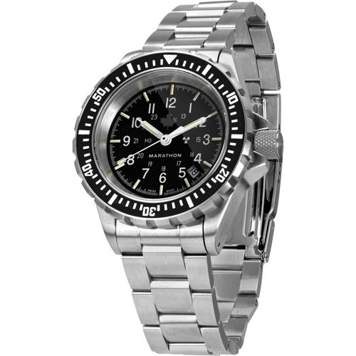 Grey Maple Large Diver's Automatic Watch with Stainless Steel Bracelet, Digital, Battery Operated, 41 mm, Silver Les Fournitures Industrielles Méga