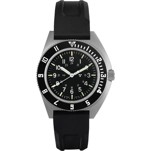 Steel Navigator Watch on 3-Piece Rubber Strap Kit, Digital, Battery Operated, 41 mm, Black Les Fournitures Industrielles Méga