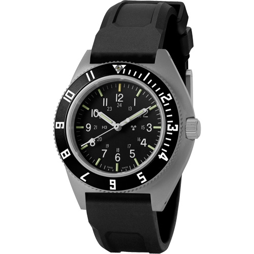 Steel Navigator Watch on 3-Piece Rubber Strap Kit, Digital, Battery Operated, 41 mm, Black Les Fournitures Industrielles Méga