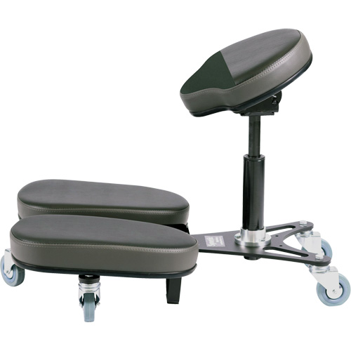Chaise &agrave; genoux r&eacute;glable, Vinyle, Noir/gris Les Fournitures Industrielles Méga