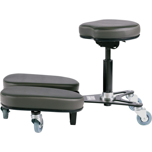 Chaise &agrave; genoux r&eacute;glable, Vinyle, Noir/gris Les Fournitures Industrielles Méga