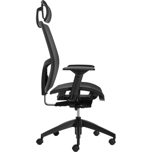 Format+ High-Back Weight-Sensing Synchro-Tilter with Headrest, Mesh, Black, 300 lbs. Capacity Les Fournitures Industrielles Méga