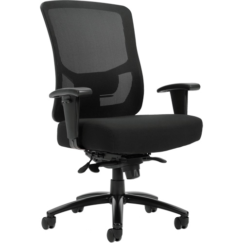 Chaise &agrave; dossier haut avec m&eacute;canisme &agrave; basculement synchronis&eacute; robuste Raven 400, Mailles, Noir, Capacit&eacute; 400 lb Les Fournitures Industrielles Méga
