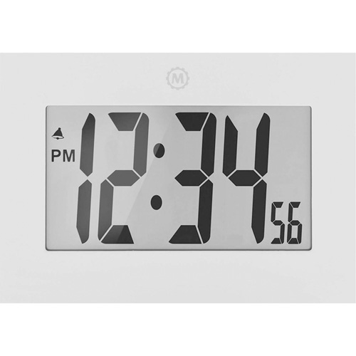 Large Frame Clock, Digital, Battery Operated, 9" W x 1" D x 6.5" H, White Les Fournitures Industrielles Méga