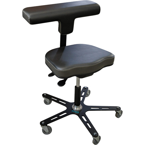 Chaise ergonomique industrielle VEGA-T, Mobile, Ajustable, Vinyle Si&egrave;ge, Noir Les Fournitures Industrielles Méga