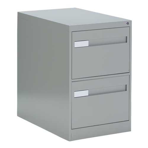 Vertical Filing Cabinet with Recessed Drawer Handles, 2 Drawers, 18.15" W x 26.56" D x 29" H, Grey Les Fournitures Industrielles Méga