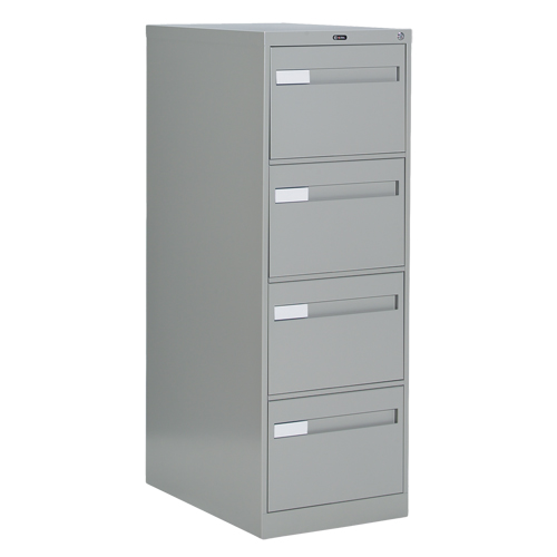 Vertical Filing Cabinet with Recessed Drawer Handles, 4 Drawers, 18.15" W x 26.56" D x 52" H, Grey Les Fournitures Industrielles Méga