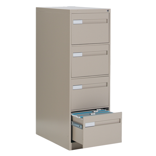 Classeur vertical &agrave; poign&eacute;es encastr&eacute;es, 4 tiroirs, 18.15" la x 26.56" p x 52" h, Beige Les Fournitures Industrielles Méga
