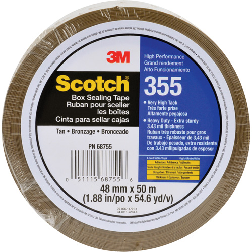 Scotch&reg; 355 Box Sealing Tape, Hot Melt Adhesive, 3.4 mils, 48 mm (1-22/25") x 50 m (164') Les Fournitures Industrielles Méga