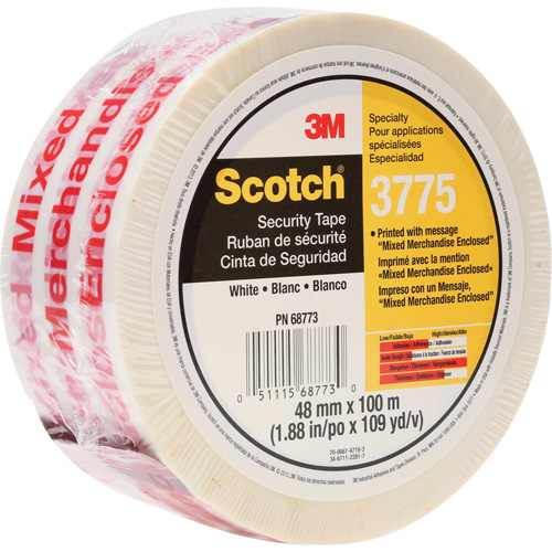 Scotch&reg; 3775 Box Sealing Tape with Message, Hot Melt Adhesive, 2 mils, 48 mm (1-22/25") x 100 m (328') Les Fournitures Industrielles Méga