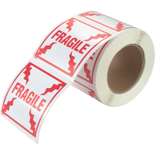 &eacute;tiquettes pour traitement sp&eacute;cial Fragile, 4" lo x 4" la, Rouge/blanc Les Fournitures Industrielles Méga