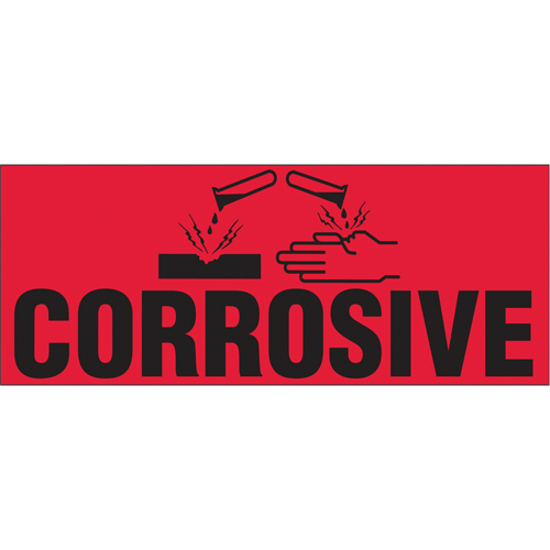 &eacute;tiquettes pour traitement sp&eacute;cial Corrosive, 5" lo x 2" la, Noir/rouge Les Fournitures Industrielles Méga