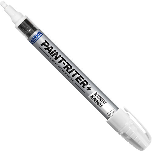 Paint-Riter&reg;+ Detergent Removable Paint Marker, Liquid, White Les Fournitures Industrielles Méga