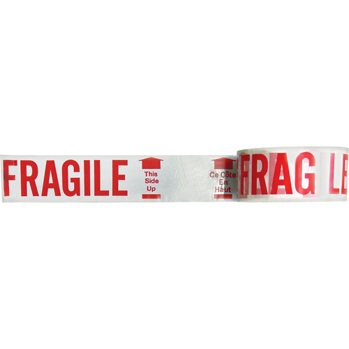 Ruban imprim&eacute; bilingue – Fragile ce c&ocirc;t&eacute; en haut, Rouge/blanc Les Fournitures Industrielles Méga