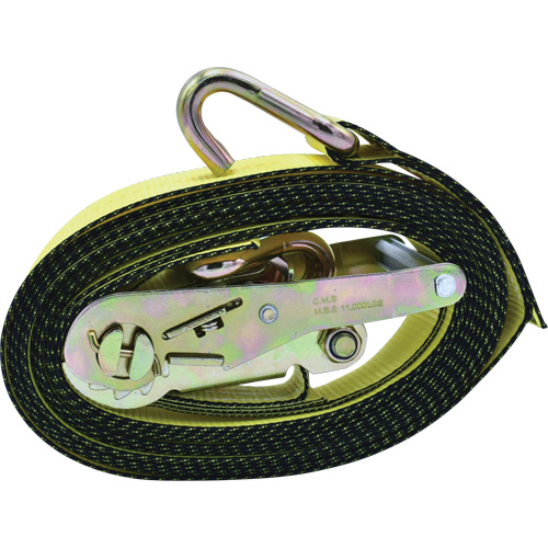 Ratchet Tie-Down, J-Hook, 2" W x 16' L, 10000 lbs. Working Load Limit Les Fournitures Industrielles Méga
