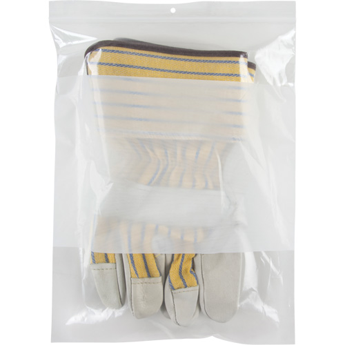 Sacs en poly avec espace inscriptible blanc, Refermable, 12" x 9", 2 mils Les Fournitures Industrielles Méga