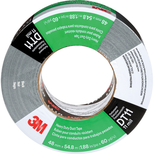 DT11 Heavy-Duty Duct Tape, 11 mils, Black, 48 mm (2") x 55 m (180') Les Fournitures Industrielles Méga