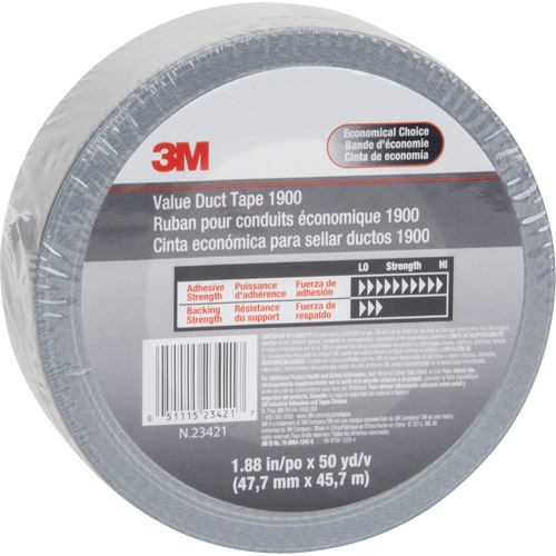 1900 Value Duct Tape, 5.8 mils, Silver, 48 mm (2") x 5.7 m (18.7') Les Fournitures Industrielles Méga