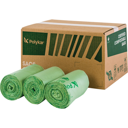 Certified Compostable Bags, Regular, 60" L x 48" W, Clear, 245 L (65 Gal.) Capacity Les Fournitures Industrielles Méga
