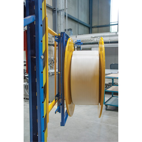 Distributeur de feuillards, Feuillard Polyester/Acier/Polypropyl&egrave;ne, Dia de noyau 16"/8", largeur de rouleau 3"/8"/6" Les Fournitures Industrielles Méga