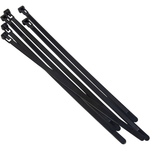 Attache-c&acirc;ble r&eacute;utilisable, Longueur 8", R&eacute;sistance &agrave; la traction 50 lb, Noir Les Fournitures Industrielles Méga