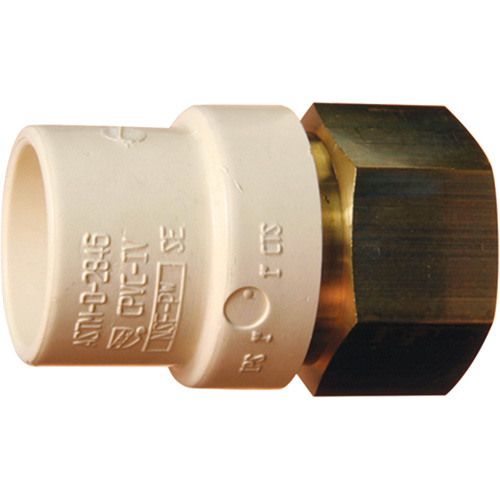 Threaded Pipe Adapter, Hub x FPT, 1-1/4" Dia., Brass/CPVC Les Fournitures Industrielles Méga