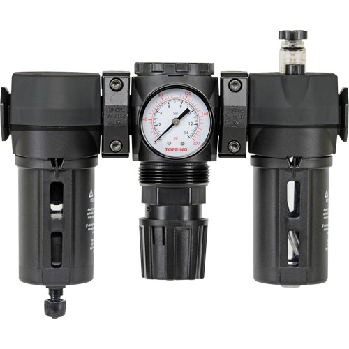 Filtre, d&eacute;tendeur & lubrificateur Modulair 200 avec drain manuel & bol standard, 3/8" NPTF Les Fournitures Industrielles Méga