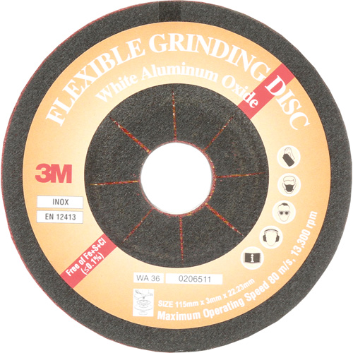 Disque de meulage flexible, 4-5/8", Oxyde d'aluminium, 22 mm, Type WA Les Fournitures Industrielles Méga