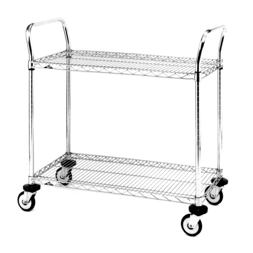 Standard-Duty Utility Cart With Wire Shelves, Chrome Plated, 18" x 39" x 36", 375 lbs. Capacity Les Fournitures Industrielles Méga