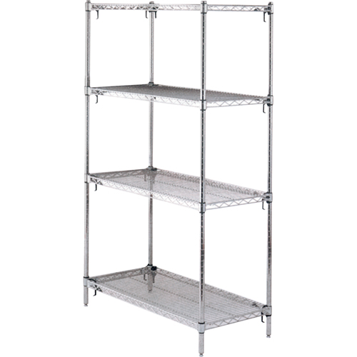 ETAGERE,4 TABL18X36X63,CHROME,800LB/TABL., Tiers 4, 36" la x 63" h x 18" p Les Fournitures Industrielles Méga