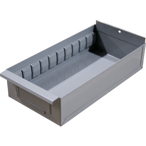 Interlok Boltless Shelving Shelf Box, Steel, 5-5/8" W x 18" D x 2-3/4" H, Light Grey Les Fournitures Industrielles Méga