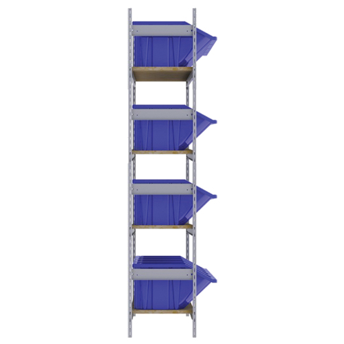 Wide Span Shelving with Jumbo Plastic Bins, Steel, Boltless, Starter, 66" W x 72" H x 18" D Les Fournitures Industrielles Méga