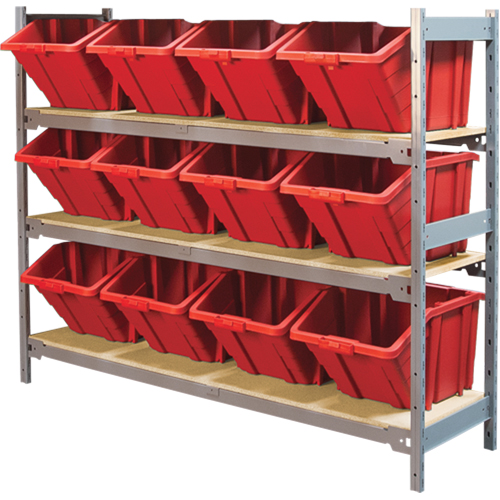 &eacute;tag&egrave;res larges avec bacs g&eacute;ants en plastique, Acier, Sans boulons, De base, 66" la x 60" h x 18" p Les Fournitures Industrielles Méga