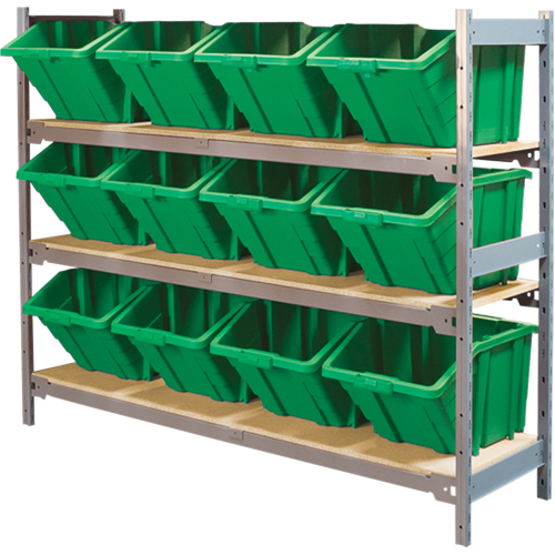 &eacute;tag&egrave;res larges avec bacs g&eacute;ants en plastique, Acier, Sans boulons, De base, 66" la x 60" h x 18" p Les Fournitures Industrielles Méga