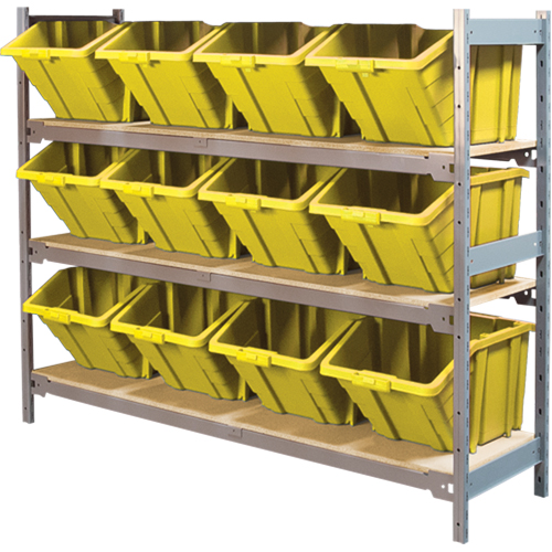 &eacute;tag&egrave;res larges avec bacs g&eacute;ants en plastique, Acier, Sans boulons, De base, 66" la x 60" h x 18" p Les Fournitures Industrielles Méga