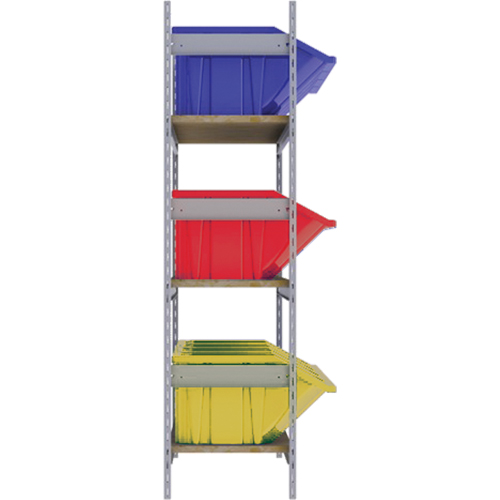 Wide Span Shelving with Jumbo Plastic Bins, Steel, Boltless, Starter, 66" W x 60" H x 18" D Les Fournitures Industrielles Méga