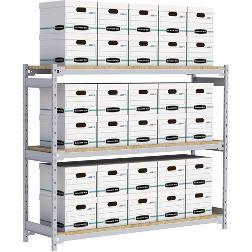 Wide Span Record Storage Shelving, Steel, 3 Shelves, 72" W x 18" D x 60" H Les Fournitures Industrielles Méga