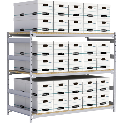 Wide Span Record Storage Shelving, Steel, 3 Shelves, 72" W x 32" D x 60" H Les Fournitures Industrielles Méga