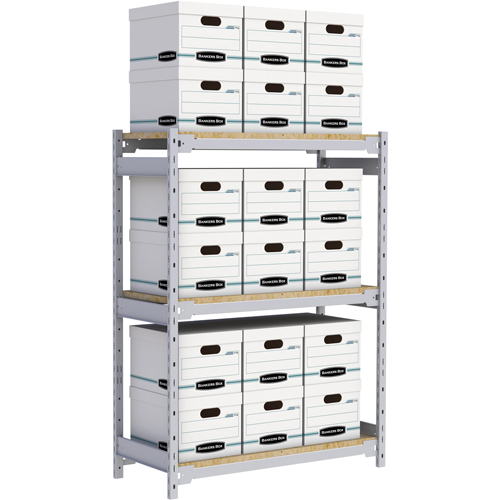 Wide Span Record Storage Shelving, Steel, 3 Shelves, 42" W x 18" D x 60" H Les Fournitures Industrielles Méga
