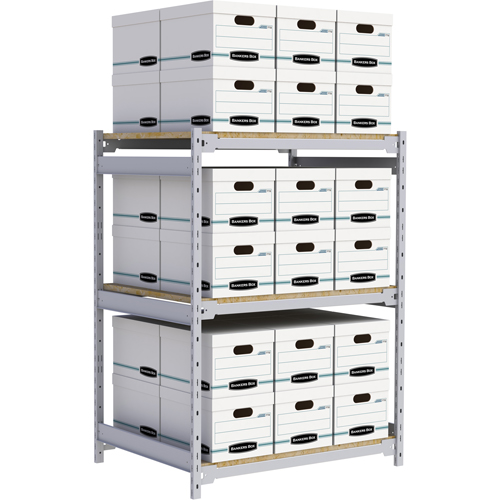 Wide Span Record Storage Shelving, Steel, 3 Shelves, 42" W x 32" D x 60" H Les Fournitures Industrielles Méga