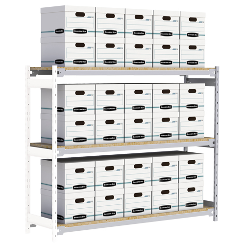Wide Span Record Storage Shelving, Steel, 3 Shelves, 72" W x 18" D x 60" H, Add-On Kit Les Fournitures Industrielles Méga