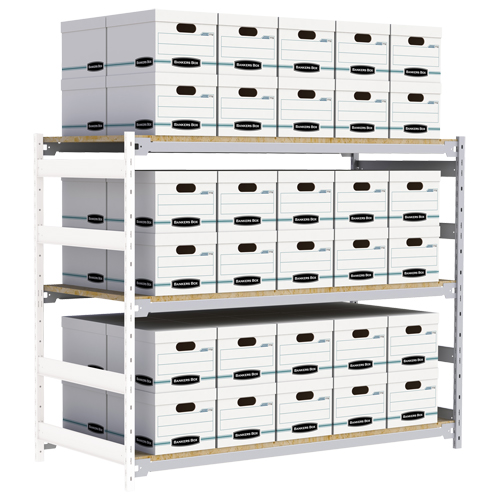 Wide Span Record Storage Shelving, Steel, 3 Shelves, 72" W x 32" D x 60" H, Add-On Kit Les Fournitures Industrielles Méga