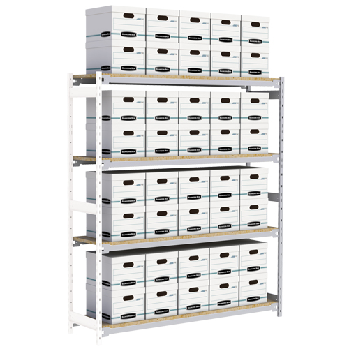 Wide Span Record Storage Shelving, Steel, 4 Shelves, 72" W x 18" D x 84" H, Add-On Kit Les Fournitures Industrielles Méga
