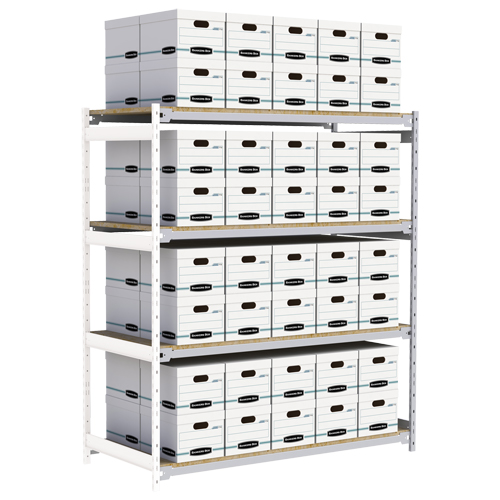 Wide Span Record Storage Shelving, Steel, 4 Shelves, 72" W x 32" D x 84" H, Add-On Kit Les Fournitures Industrielles Méga
