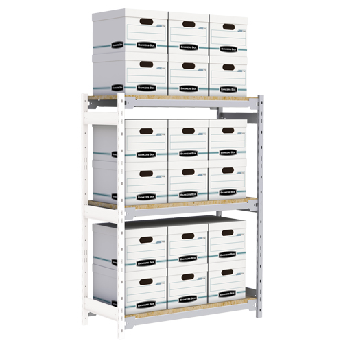 Wide Span Record Storage Shelving, Steel, 3 Shelves, 42" W x 18" D x 60" H, Add-On Kit Les Fournitures Industrielles Méga