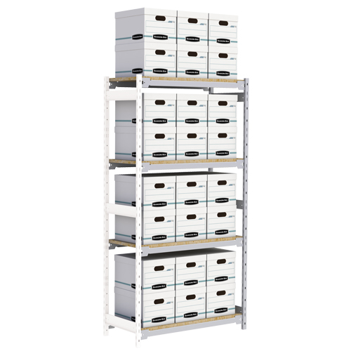 Wide Span Record Storage Shelving, Steel, 4 Shelves, 42" W x 18" D x 84" H, Add-On Kit Les Fournitures Industrielles Méga