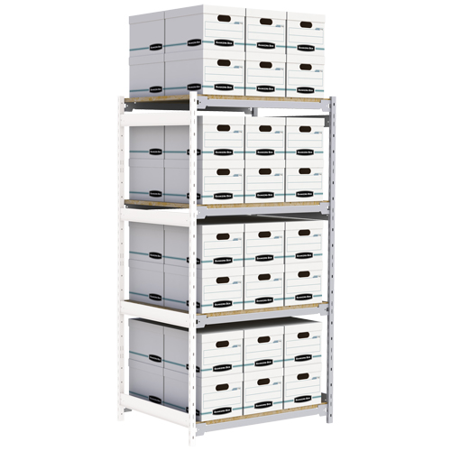 Wide Span Record Storage Shelving, Steel, 4 Shelves, 42" W x 32" D x 84" H, Add-On Kit Les Fournitures Industrielles Méga